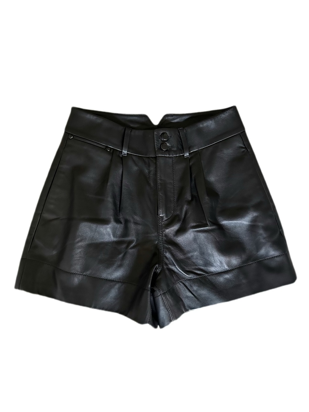 PAIGE | Zamora Genuine Black Leather Shorts